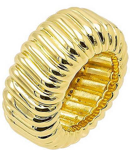 By Adina Eden Solid Wide Ridged Eternity Band Ring