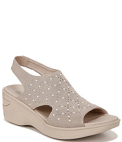 Bzees Destiny Bright Stretch Slingback Washable Sparkly Wedge Sandals