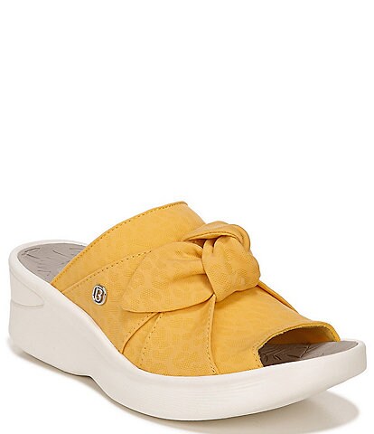 Bzees Smile Knit Bow Detail Washable Platform Wedge Slide Sandals