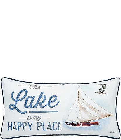 C&F Home Lake Is My Happy Place Printed and Embellished Throw Pillow