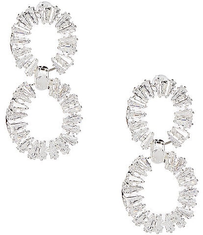 C by Cezanne Baguette Double Drop Earrings