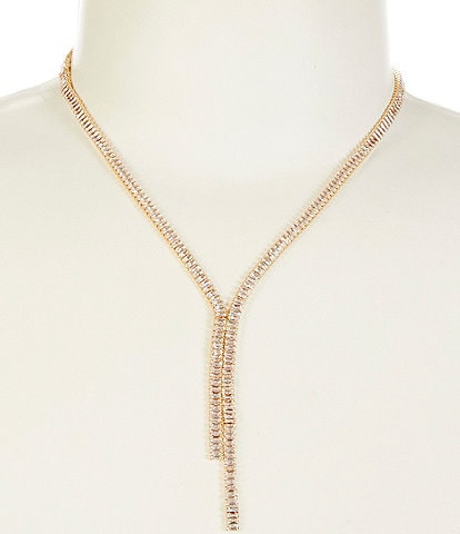 C by Cezanne CZ Baguette Tennis Collar Y-Necklace