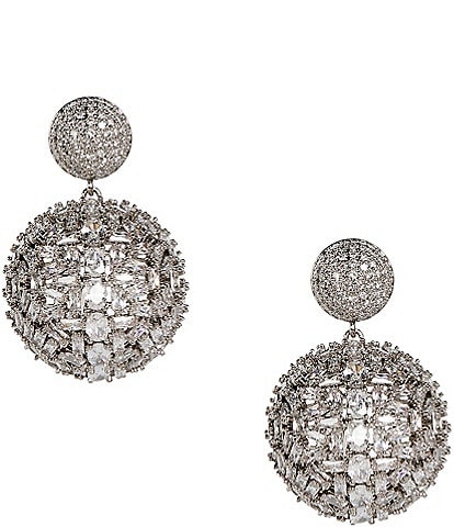 C by Cezanne Half Dome CZ Drop Earrings