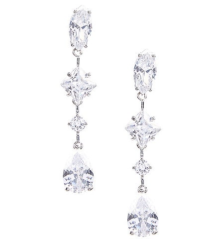 C by Cezanne Linear Crystal Earrings