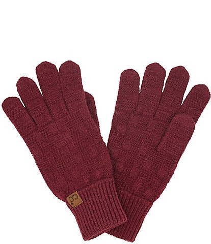 C.C. BEANIES Checkered Texture Tech Compatible Woven Gloves