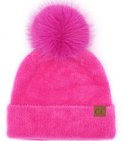 C.C. BEANIES Plush Terry Chenille Faux Fur Pom Beanie