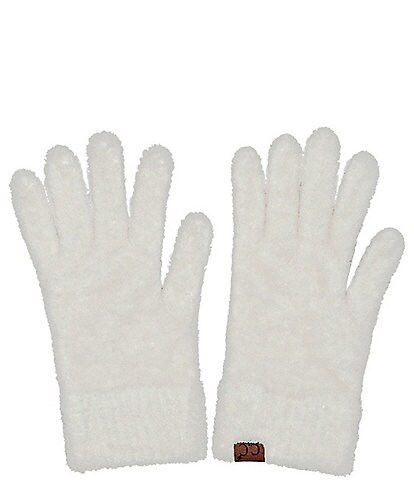 C.C. BEANIES Plush Terry Chenille Traditional Five Finger Gloves