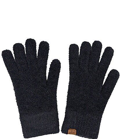 C.C. BEANIES Plush Terry Chenille Traditional Five Finger Gloves