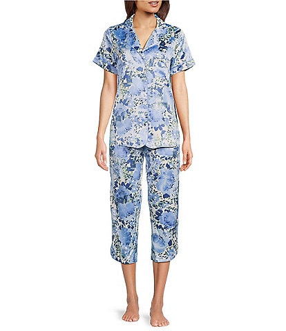 Vintage Dark Blue Floral Pajama Capri For Womens & Girls – Evalaxy