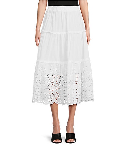 Calessa Embroidered Tiered Skirt