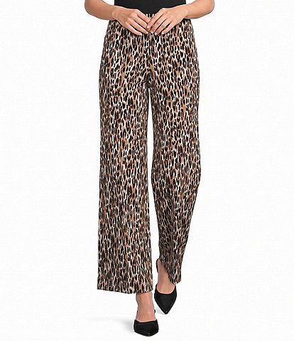 Calessa Knit Animal Print Wide Leg Pull-On Coordinating Pants
