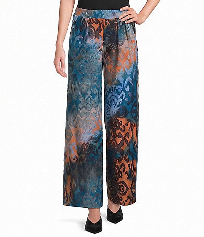 Calessa Knit Printed Straight Leg Pull-On Ankle Pants