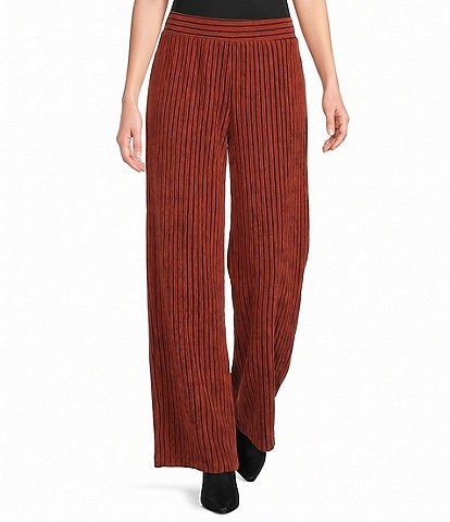 Calessa Knit Stripe Wide Leg Pull-On Pants