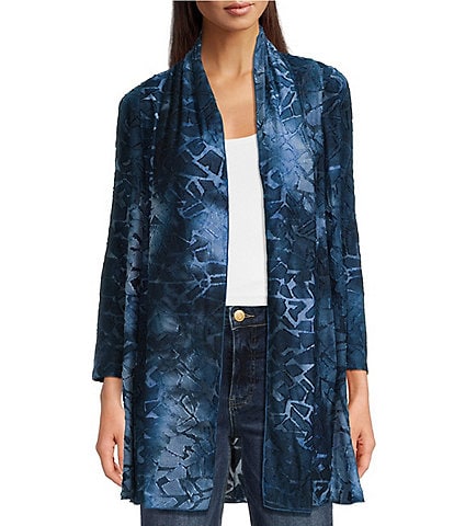 Calessa Petite Size Burnout Knit Open-Front Cardigan