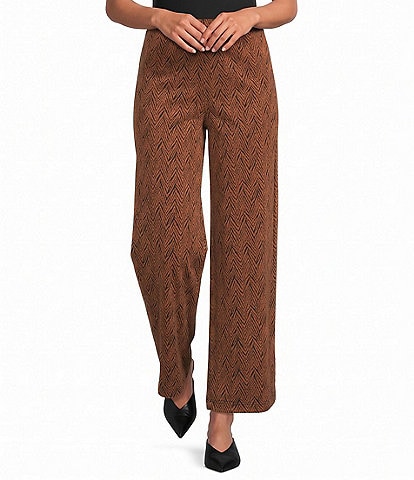 Calessa Petite Size Jacquard Knit Wide Leg Pull-On Coordinating Pants