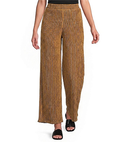Calessa Petite Size Knit Stripe Comfort Pull-On Pants