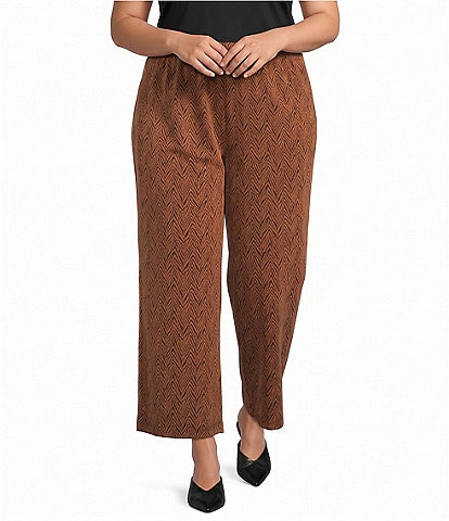Calessa Plus Size Jacquard Knit Wide Leg Pull-On Coordinating Pants