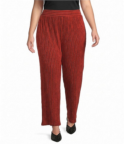 Calessa Plus Size Knit Stripe Wide Leg Pull-On Coordinating Pants