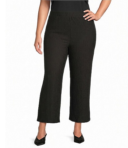 Calessa Plus Size Knit Wide Leg Pull-On Pants