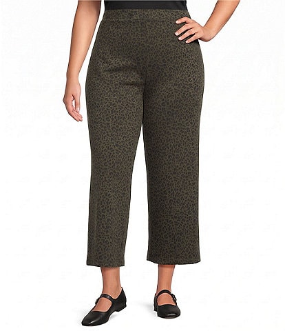 Calessa Plus Size Textured Knit Straight Leg Pull-On Pants