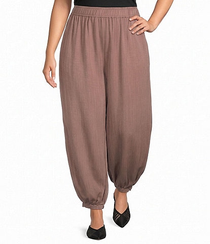 Calessa Plus Size Twill Coordinating Harem Ankle Pants