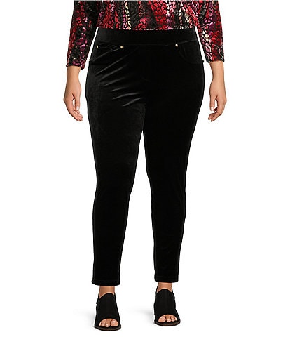 Calessa Plus Size Velvet 4-Pocket Pull-On Pants