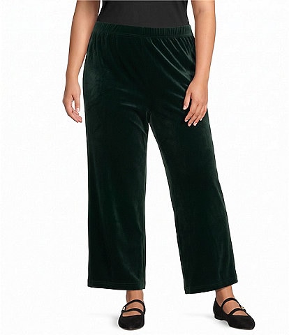 Calessa Plus Size Velvet Wide Leg Pull-On Pants