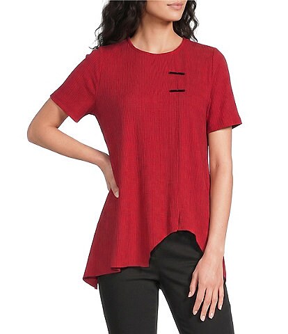 Calessa Textured Knit Asymmetric Hem Tunic