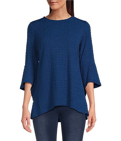 Calessa Textured Knit Crew Neck 3/4 Sleeve Tunic