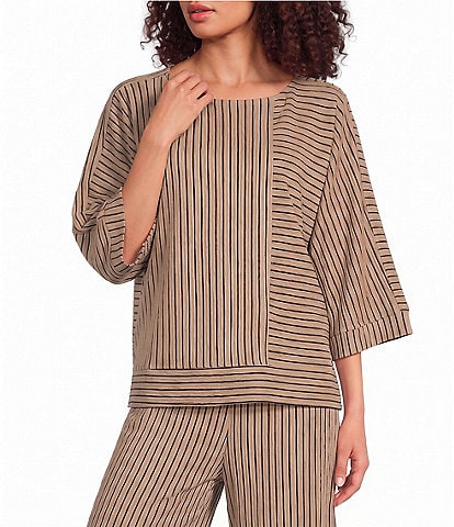 Calessa Textured Knit Round Neck 3/4 Sleeve Coordinating Tunic