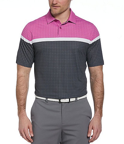 Callaway Engineered Trademark Geometric Block Print Short Sleeve Golf Polo Shirt