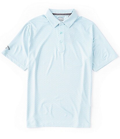 Callaway Knit Short Sleeve Ombre Chevron Print Polo Shirt