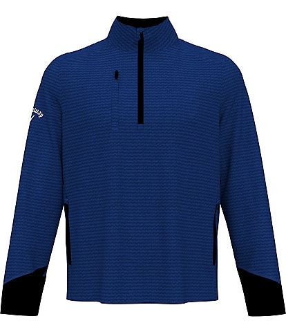 Callaway Long Sleeve Horizontal Stripe Double Knit Thermal Golf Shirt