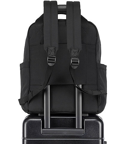 armani jeans faux leather backpack Men's Pebbled Faux-Leather Buckle Backpack
