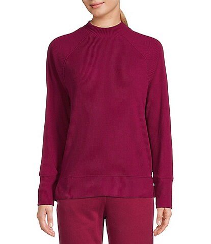 Calvin Klein Performance Cozy Brushed Rib Long Sleeve Mock Neck Pullover