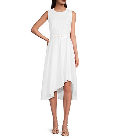 Calvin Klein Belted High-Low Hem Midi Dress