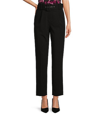 Calvin Klein Coordinating Belted Scuba Crepe Slim Ankle Length Pants