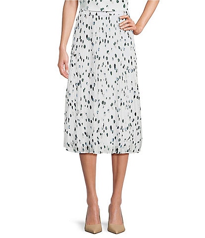 Calvin Klein Coordinating Dotted Pleated Midi Skirt