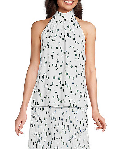 Calvin Klein Coordinating Halter Sleeveless Printed Georgette Top