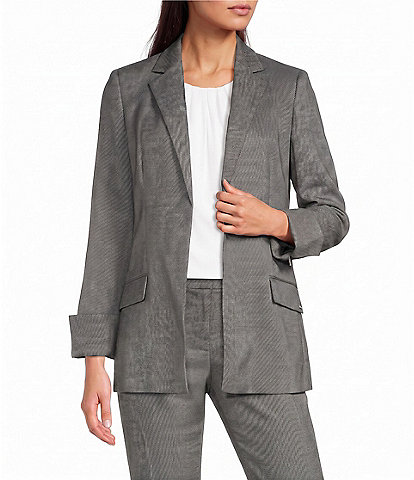 Calvin Klein Coordinating Novelty Textured Notch Collar Long Sleeve Open Front Jacket