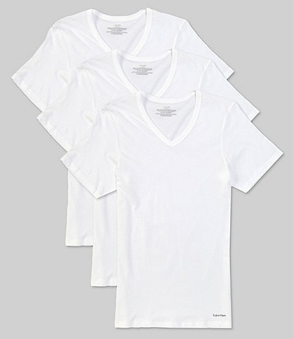 Calvin Klein Cotton Classic Slim Fit Solid V-Neck T-Shirts 3-Pack