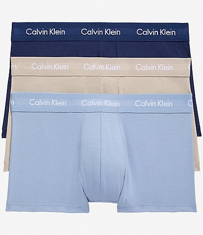 Calvin Klein Low-Rise Cotton Stretch Solid Trunks 3-Pack