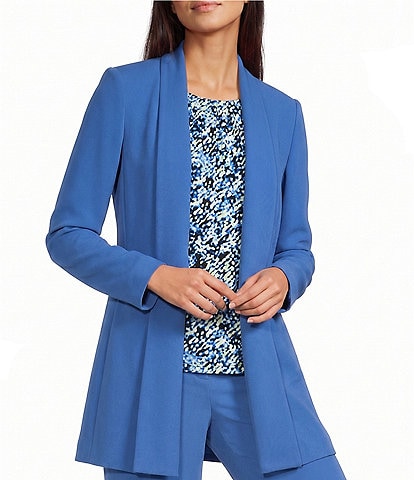 Calvin Klein Crepe De Chine Open Front Long Sleeve Jacket