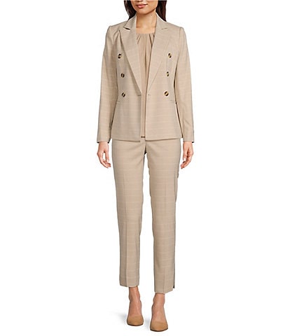 Calvin Klein Double Breasted Collared Long Sleeve Blazer & Coordinating Cropped Slim Leg Pants