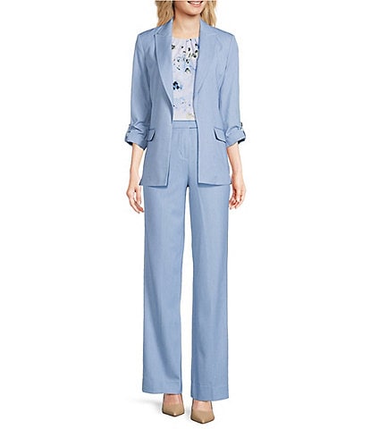 Calvin Klein Faux Denim 3/4 Sleeve Jacket & Faux Denim Straight Pants