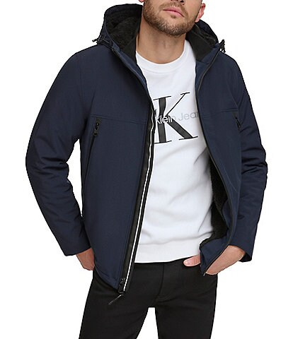 Calvin Klein Faux-Sherpa-Lined Soft-Shell Hooded Jacket