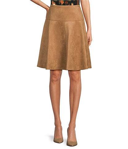 Calvin Klein Faux Suede Wide Waist A-Line Skirt