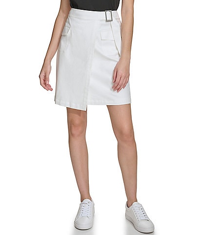 Calvin Klein Faux Wrap Utility A-Line Skirt