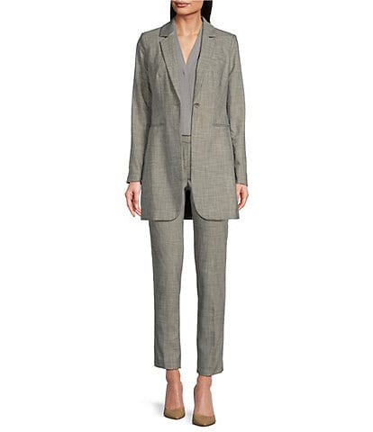 Calvin Klein Heathered Collared Neck One Button Jacket & Coordinating Slim Leg Pants