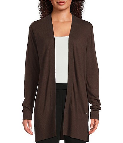 Calvin Klein Knit Collarless Long Sleeve Open Front Cardigan